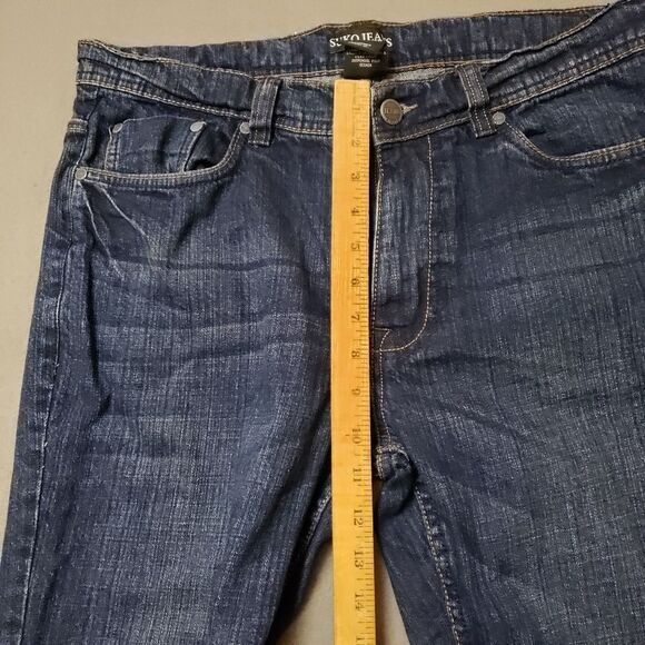 Suko men's fancy embroidered pocket straight leg jeans, size 34 blue - Picture 9 of 12